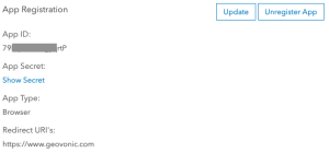 ArcGIS App Registration Details